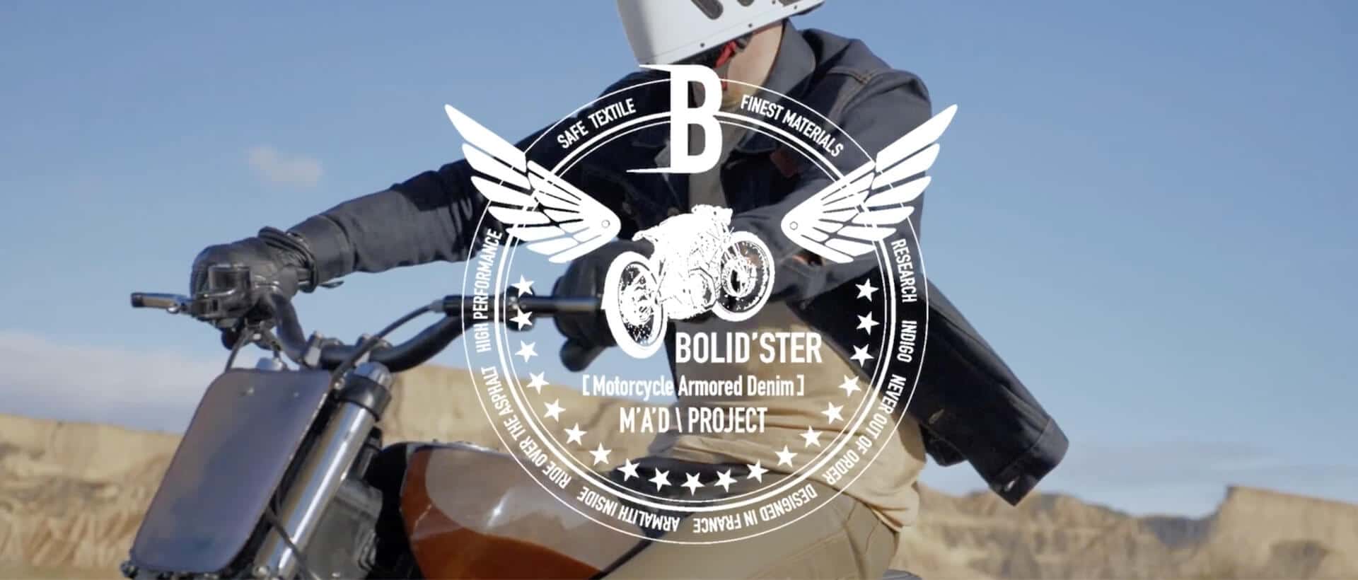 Image d'un motard avec le logo de bolid'ster par dessus