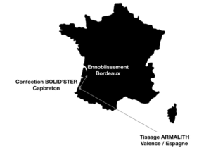 Carte décrivant les différents lieux de fabrication français